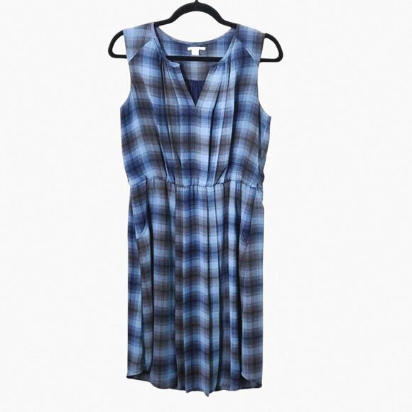 Halogen Women’s Dress Blue Plaid Light Academia Clueless Preppy Travel Size 8 - Picture 2 of 8